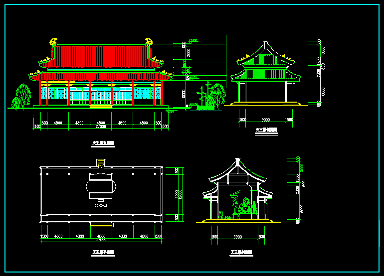 风景园林 仿古 > 寺庙天王殿平立剖1600011030  建筑面积:设计风格